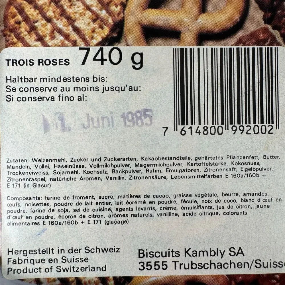 Kambly Trois Roses Vintage Floral Biscuit Tin Swiss Collectible 1985